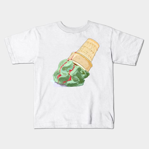 Melted ice-cream (pistachio & strawberry syrup) Kids T-Shirt by M[ ]